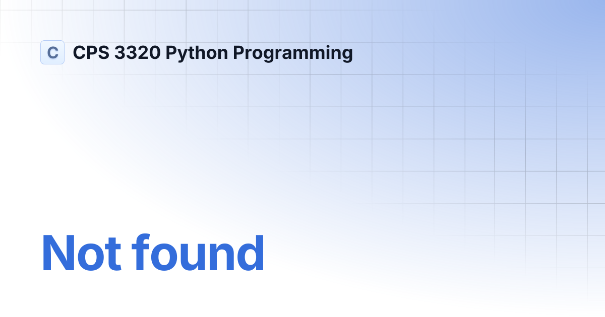 Unit 6 cps 3320 python programming